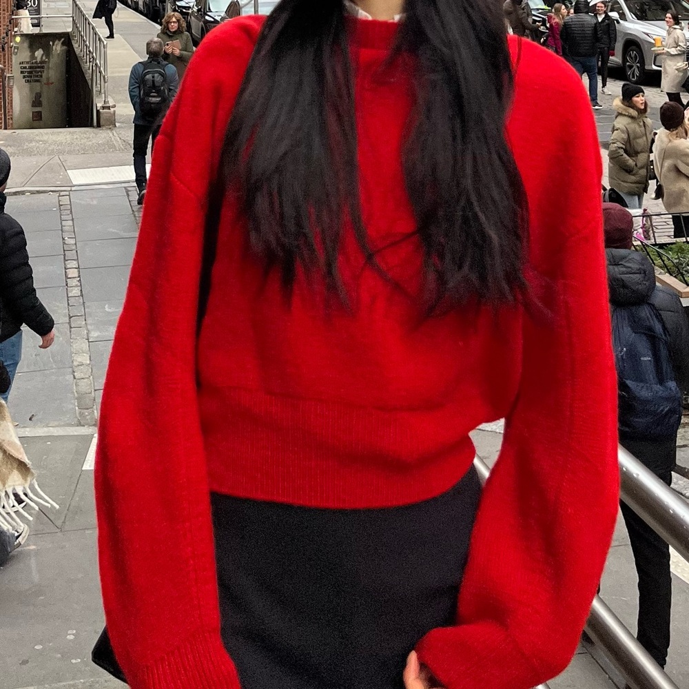 Mango Red Knit Sweater (Small)